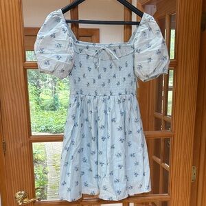 Altar'd State Rayna Ivory/Blue Puff Sleeve Dress XL